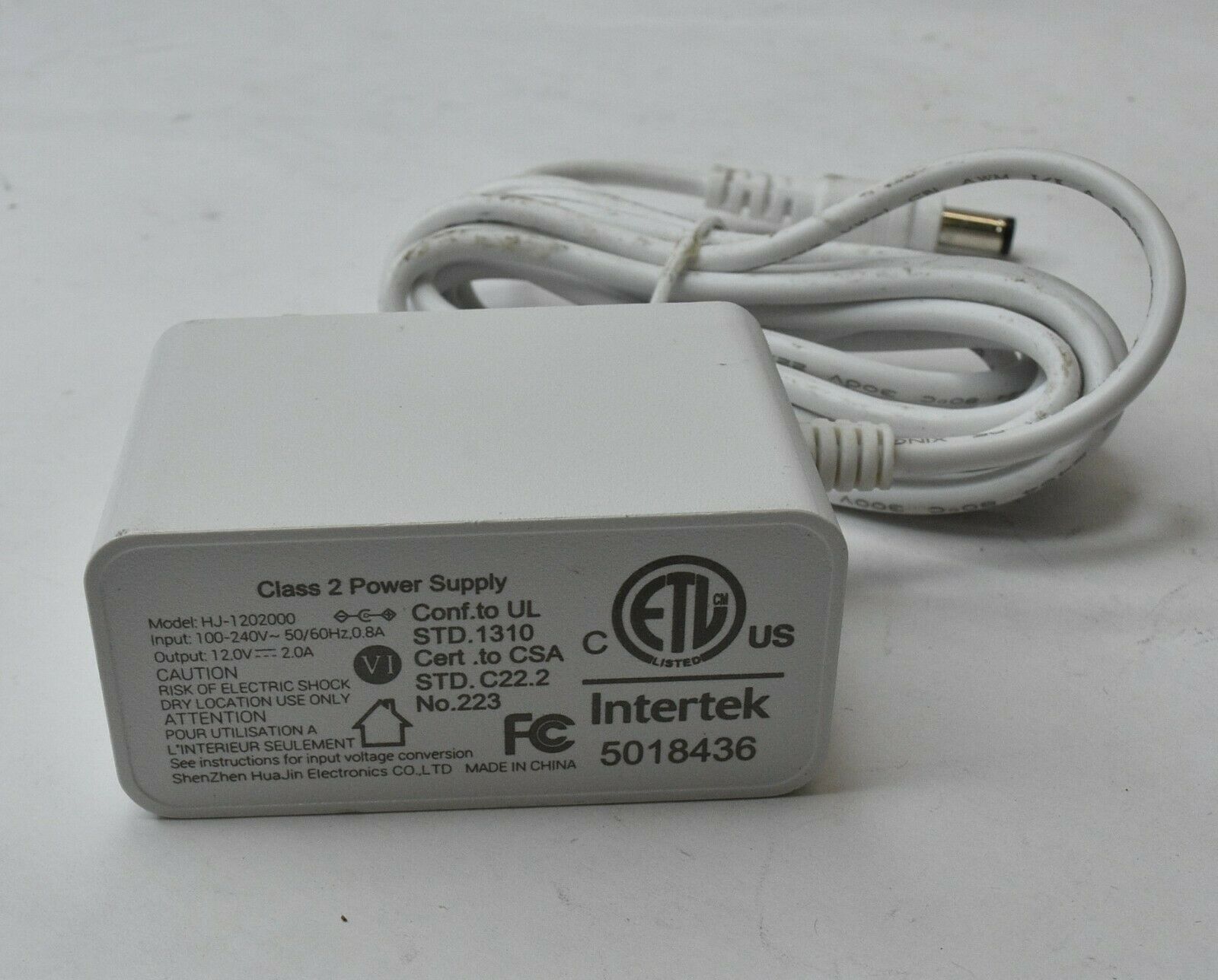 Shenzhen HuaJin Power Supply Adapter Unit HJ-1202000 12V 2A Type: Adapter Output Voltage: 12 V Brand: Shenzhen Hu Shenzhen HuaJin Power Supply Adapter Unit HJ-1202000 12V 2A Type: Adapter Output Voltage: 12 V Brand: Shenzhen Hu